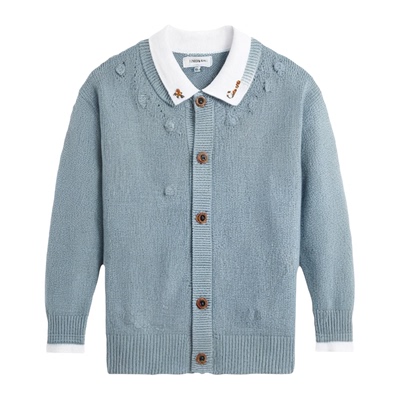 嫚熙婴童春季毛织开衫毛衣2025新款男女宝宝羊毛针织外套儿童上衣