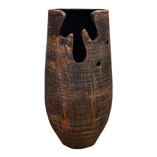 复古陶罐多肉大号花盆干花瓶简约台面高、桩盆做旧装饰落地陶花器