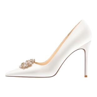HolyRose【花朝如约】礼服鞋白色缎面婚鞋法式新娘婚纱高跟鞋细跟