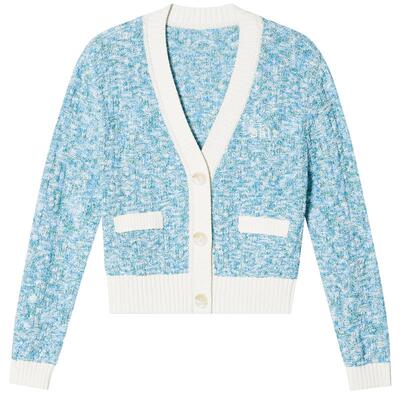 SALT.P可颜春v领减龄学院风梦幻混纱开衫毛针织衫