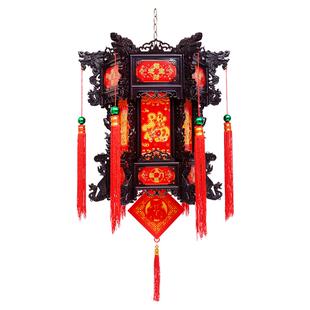 2025新款中式七彩led旋转灯笼大门口一对春节阳台福字新年走马灯