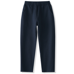 胖男童加绒纯棉女童深蓝藏青灰色运动裤加肥加大校服裤子宽松学生