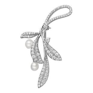 [新品]何方HEFANG珠宝月桂叶珍珠胸针配饰饰品轻奢优雅生日礼物女