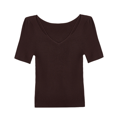 MOFAN摩凡春新款可可棕毛针织衫