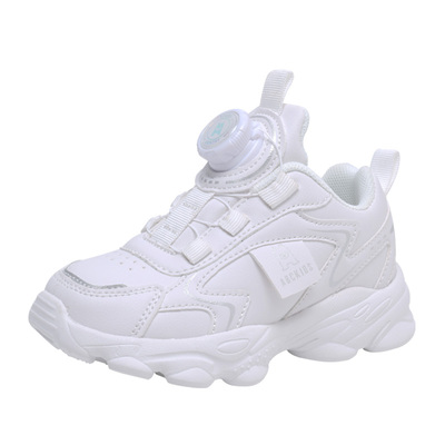 Abckids小白鞋旋转纽扣男童女童