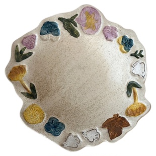 穆尼 漂亮复古盘釉下彩花鸟陶瓷餐具家用菜盘甜品盘意面盘沙拉盘