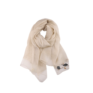 小仙鹤丨重工刺绣真丝混纺围巾丝巾大尺寸披肩春夏薄款礼盒送妈妈