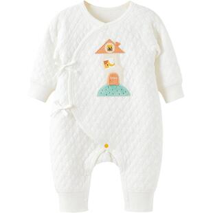 微狮牧尼新生婴儿衣服秋冬季0-6月宝宝满月夹棉网红连体哈衣爬服