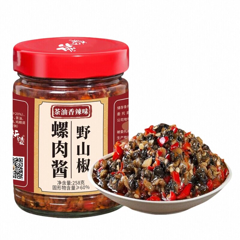 茶油野山椒螺肉酱258g瓶佐餐拌饭