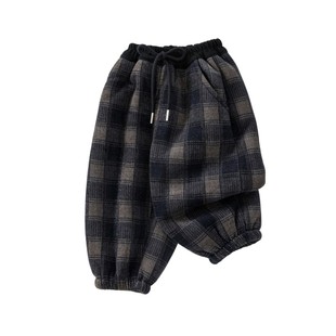一条过冬男女宝宝加厚加绒保暖格子卫裤儿童男童女童裤子外穿冬季