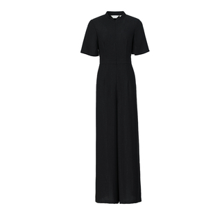 黑色前拉链连体裤女夏气质显瘦高级感新款高端长款连衣阔腿裤2256