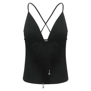 COCOBELLA简约深V领弹力针织外穿吊带混搭吊坠飘带背心VT0008