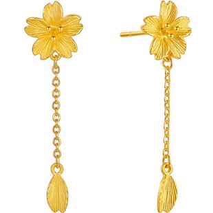 TSL谢瑞麟锦带花系列黄金结婚耳饰女婚嫁耳线YS409