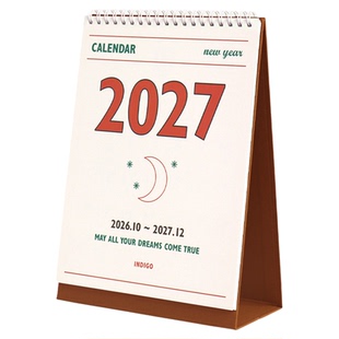韩国indigo复古2027双面记事台历办公桌面学习计划日程打卡月日历