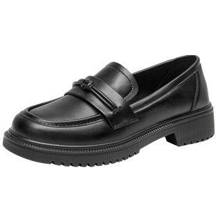 大东黑色乐福鞋女2026春季新款软底不累脚通勤女鞋英伦风小皮鞋女