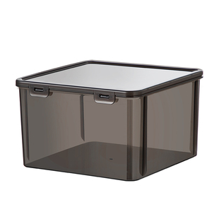 桌面杂物收纳盒多功能储物盒黑色透明避光整理盒方形盒子防尘带盖