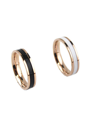 时尚玫瑰金钛钢戒指情侣对戒食指