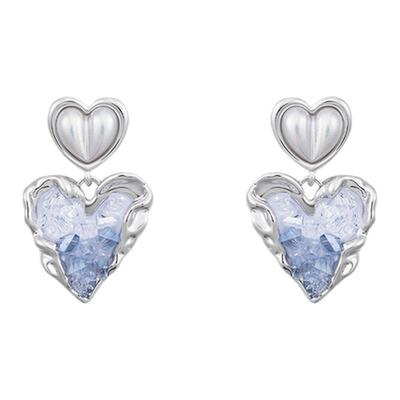 dodogogo渐变蓝色爱心耳环