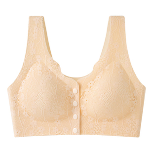 洋奢哺乳内衣凉感舒适妈妈背心式收副乳大码蕾丝前扣文胸女士胸罩