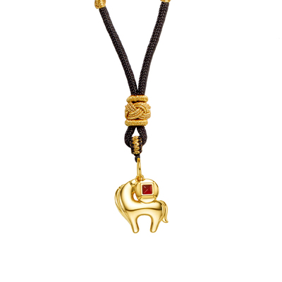 马年“马上有钱”黄金吊坠