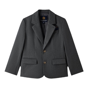 eland kids衣恋童装男童西装冬季美式绅士复古学院风单排扣外套