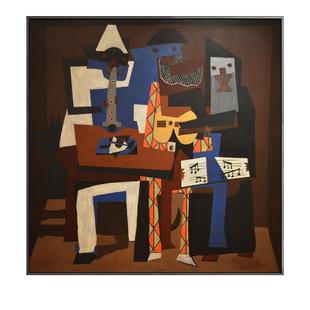 毕加索装饰画三个音乐家人物抽象超现实主义挂画大师明家钢琴房画
