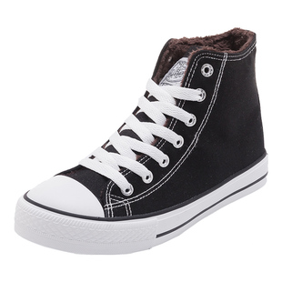 回力高帮帆布鞋女2025年秋冬新款加厚加绒保暖二棉鞋冬款情侣板鞋