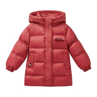 [三防发热]女童羽绒服冬季中大童红色宝宝加厚保暖冬装儿童外套