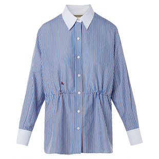 【以梦为马】朗姿抽绳撞色刺绣衬衫设计感翻领上衣2026年春季新款