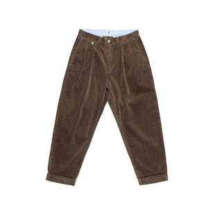 IDLT 加褶锥形宽松灯芯绒水洗休闲裤 高品质 微弹高密双股纱线潮