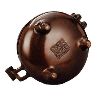 铜香炉摆件大明宣德炉家用寺庙佛堂祠堂祭祀用品香具官帽炉紫铜炉