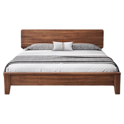 北欧胡桃木全实木双人床加厚结实