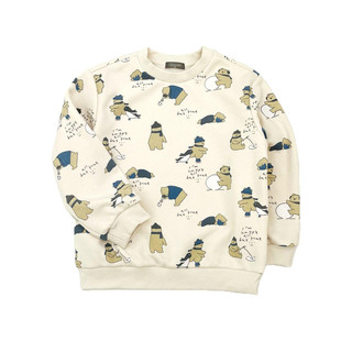 韩单per 熊熊满印 可爱 男女童儿童加绒舒适圆领卫衣舒适运动外套