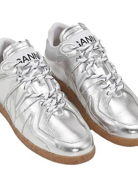GANNI女鞋 Sporty Mix银色系带平底鞋运动休闲鞋 S2729018