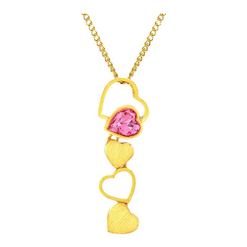 JustGold镇金店deartling黄金一串心吊坠1513311Y