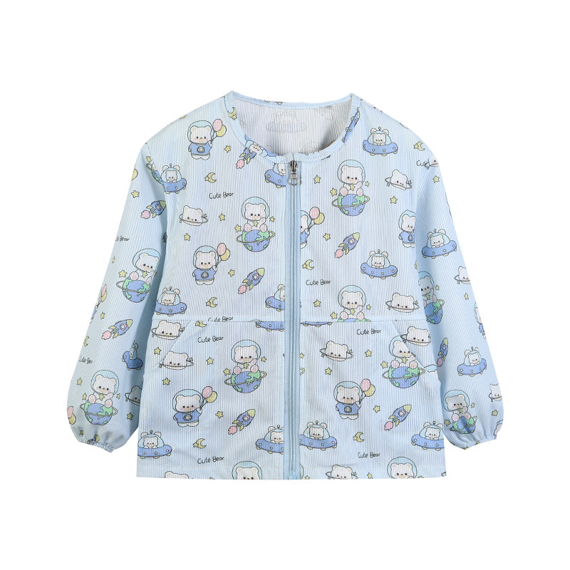 儿童防水正穿衣秋冬长袖拉链护衣大童加大码正穿衣罩衫围裙冲锋衣