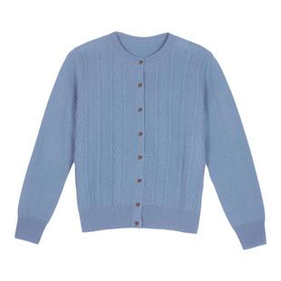 【专柜同款】鹿王100%纯山羊绒开衫女士圆领纯色针织外套秋冬新款