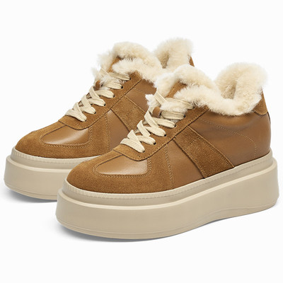 蹀愫复古松糕厚底德训板鞋