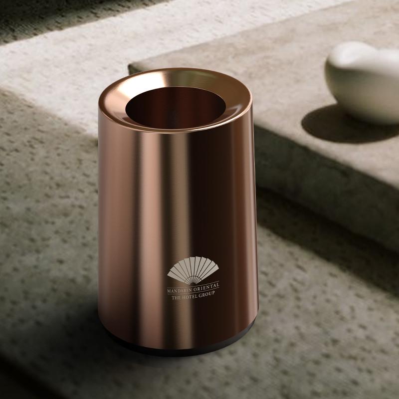 垃圾桶家用不锈钢铝合金客厅高档轻奢黑色办公室卧室酒店客房无盖