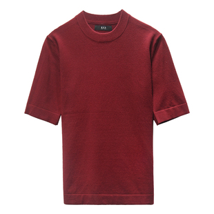 2026春季新款毛衣短袖男青年修身半高领毛衣潮流百搭中袖针织衫