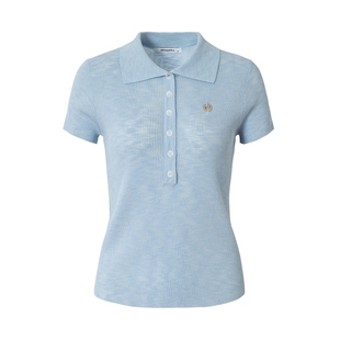 RPB BRAND冰感针织细腻肌理学院风polo领短袖微宽松显瘦百搭上衣