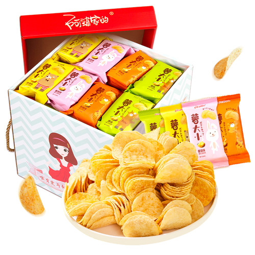 阿婆家的薯片整箱批发大礼包独立小包装办公室解馋休闲小吃零食