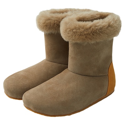 25AW女式绒面直毛皮毛一体短靴