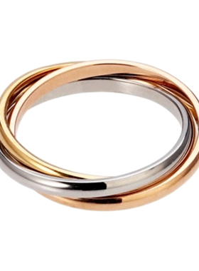 仲夏之晶素圈光面三色一体戒指女