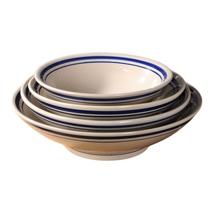 老式双线粗陶怀旧蓝边陶瓷耐高温大碗火锅店小料碗商用餐饮餐具