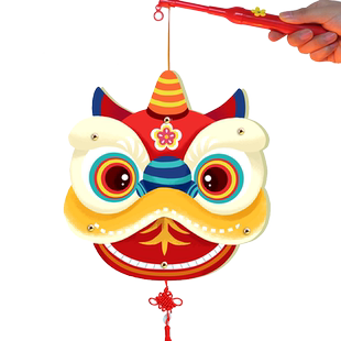 2026新年醒狮灯笼diy手工材料儿童幼儿园手提发光传统狮子花灯