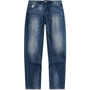 太平鸟男装水洗做旧牛仔裤秋季时尚修身长裤简约青年裤子