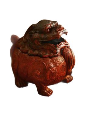 小叶紫檀天禄貔貅甪端玄关装饰乔迁开业送礼门厅办公桌面红木摆件