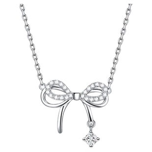 老凤祥灵动结系列蝶梦S925银项链女款蝴蝶结吊坠生日礼物送女朋友