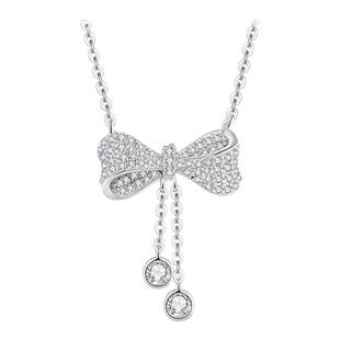 周大生流苏蝴蝶结纯银项链女S925锁骨链小众设计感送女友生日礼物